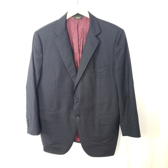 Giliberto of Loro Piana fabric black muted burgundy check blazer suit jacket